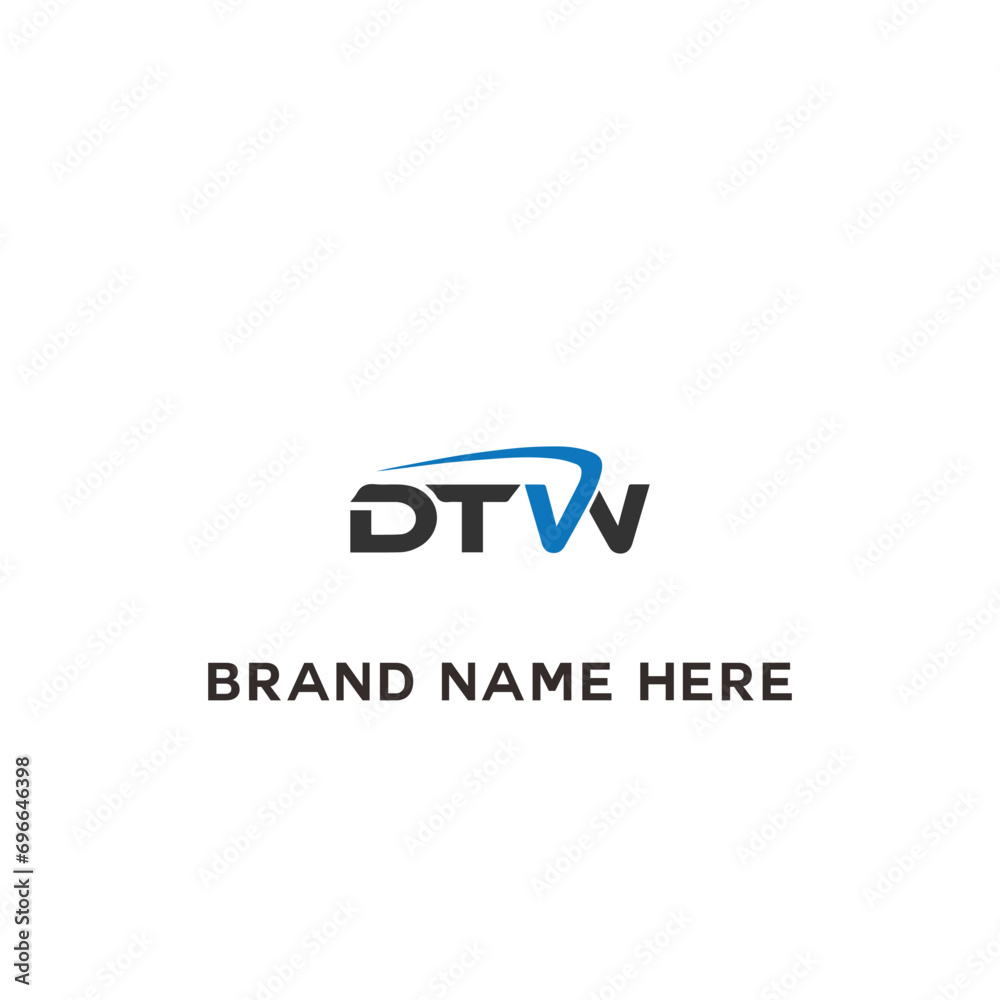 DTW logo. D T W design. White DTW letter. DTW, D T W letter logo design. Initial letter DTW linked circle uppercase monogram logo. D T W letter logo vector design.	
