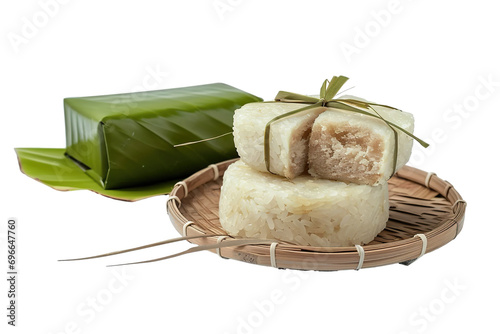 Vietnam Sticky rice cake (Banh Chung) on a white background PNG photo