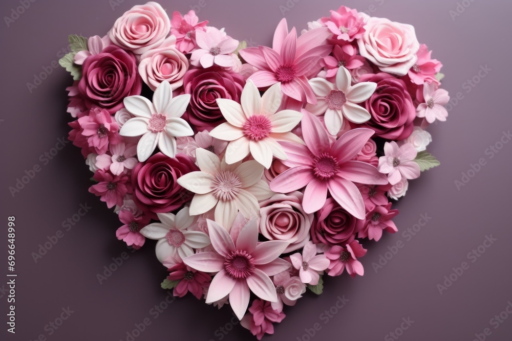 Floral composition in the shape of a heart. Background with selective focus with copy space Floral composition in the shape of a heart. Background with selective focus with copy space