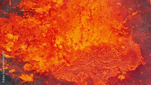 Close up view of active volcanic crater eruption. Hot lava and magma splashing out of crater. Tourist attraction in Iceland Litlihrutur eruption 2023. Beautiful and dangerous disaster. photo