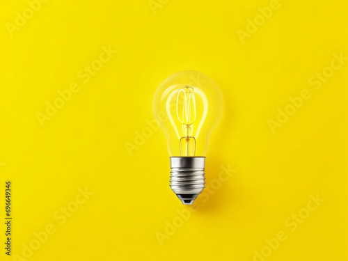 Led light bulb on yellow background ai image  photo