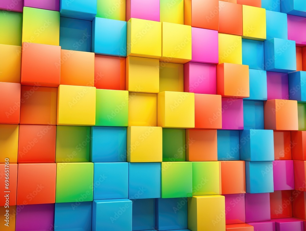 Colorful cubes background 3d . Generative AI.