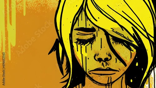 animation loop of a crying depressed woman. mental health concept. photo