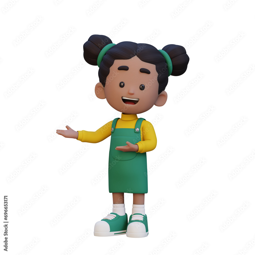 3D cute girl presenting pose 3D cute girl presenting pose