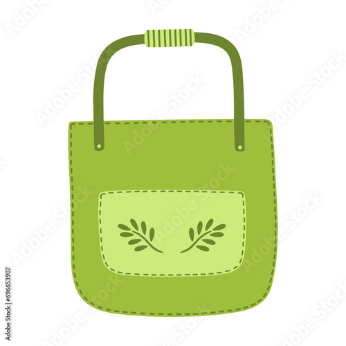 Hand drawn colored eco-friendly shopping bag, clothes isolated on a white background. Doodle, illustration in a simple flat style.