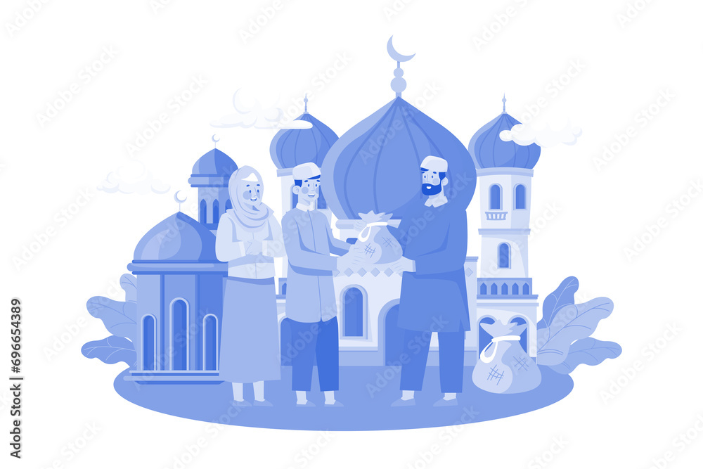Eid al Adha Illustration concept on white background