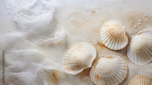 Seashells and grains of sand sticking to the damp  crinkled paper  infusing it with the nostalgia of the ocean.
