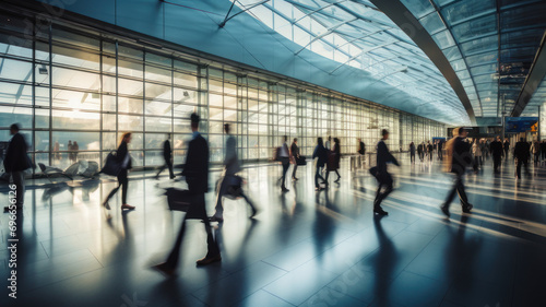 Business man Navigate Airport with Pulling Suitcases