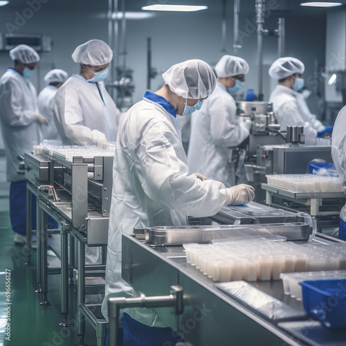 Collaborative Efforts in a Modern Food Factory Workers Ensuring Hygienic and Efficient Production