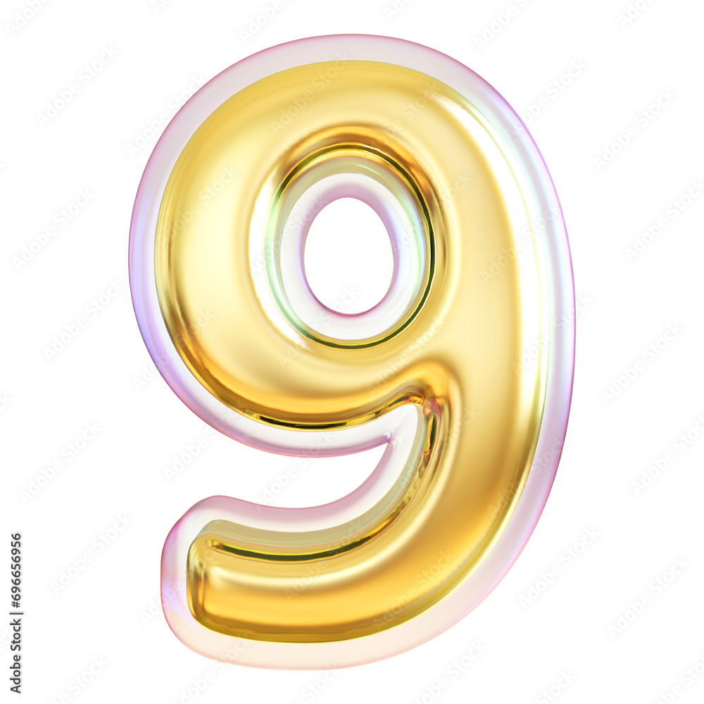 Golden 3d number 9