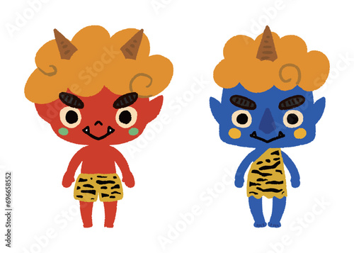 赤鬼と青鬼_手描きのイラスト