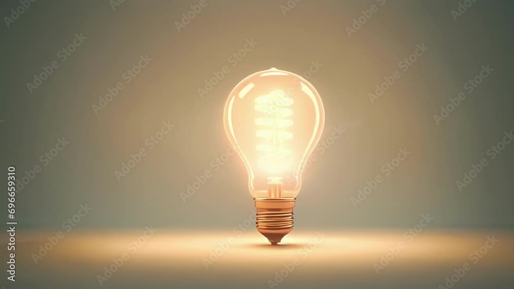 A light bulb turns on, symbolizing the new perspectives and insights gained from practicing positive psychology. minimal 2d animation Psychology art concept