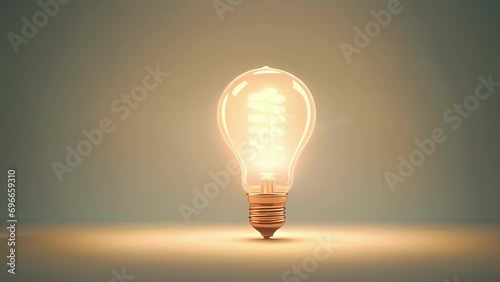 A light bulb turns on, symbolizing the new perspectives and insights gained from practicing positive psychology. minimal 2d animation Psychology art concept photo