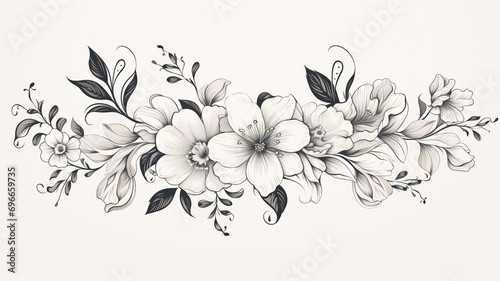 botanical floral line element for wedding card design © BornHappy