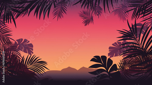 Isolated silhouette tropical leaves. design graphic