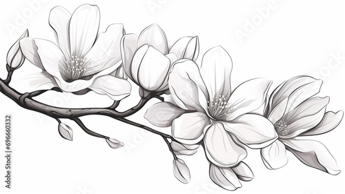 Magnolia flower magnolia tree branch illustration photo