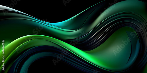 3D black background with green swirls photo
