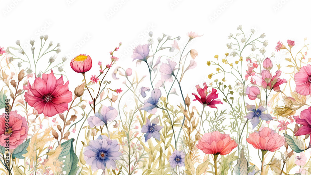Seamless floral border template element - obrazy, fototapety, plakaty 