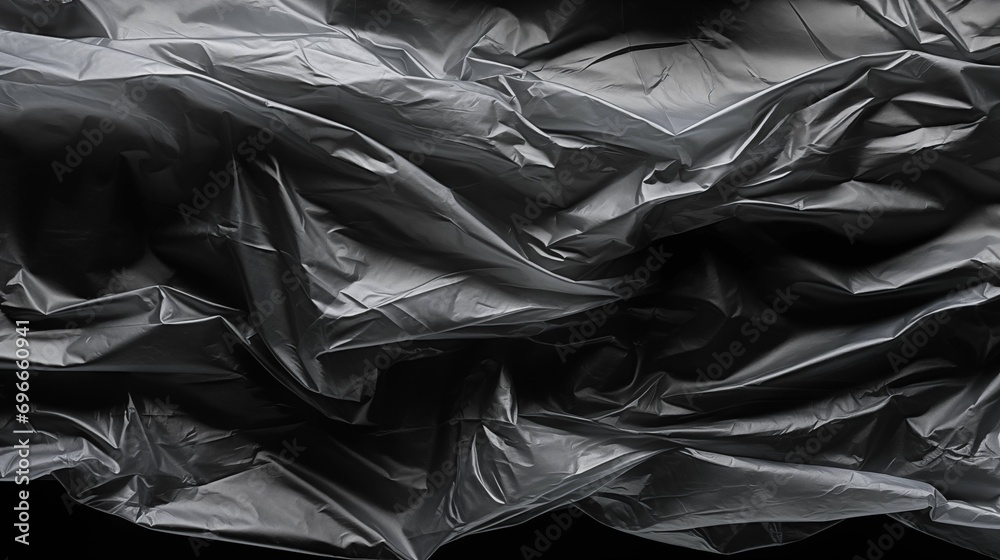 Image of a wrinkled plastic wrapper on a black background.