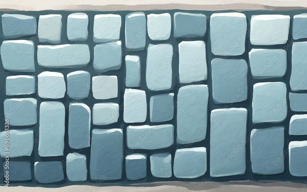 Obraz premium 青い石垣のイラスト 背景