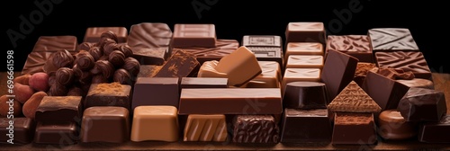 Image of chocolate blocks neatly arranged on a table.