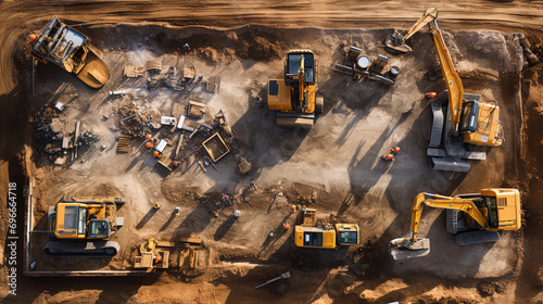 Breathtaking Aerial View of Construction Site Activity of the Building Progress