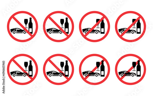 Don’t drink and drive sign, prohibition symbol vector.