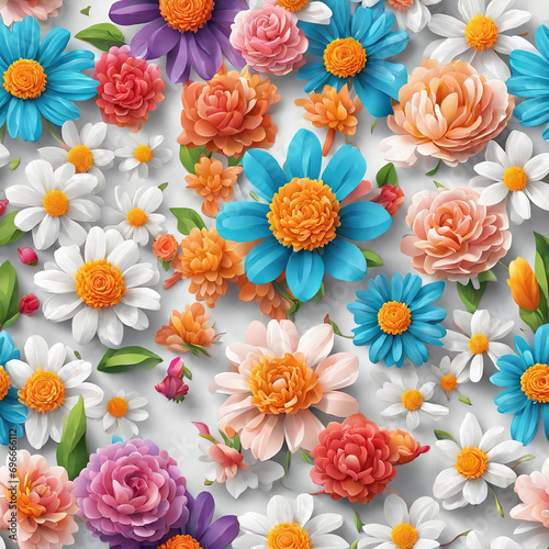 Flowers graphic design 3D flat illustration