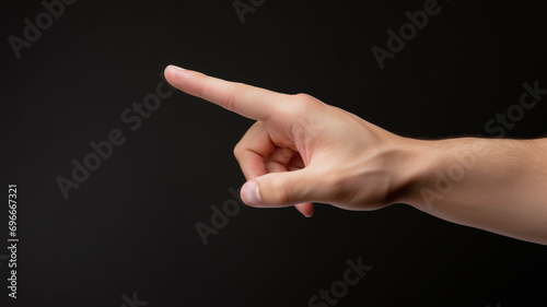 male hand touching or pointing to something