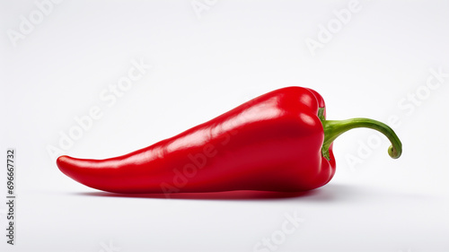 single red pepper on white background