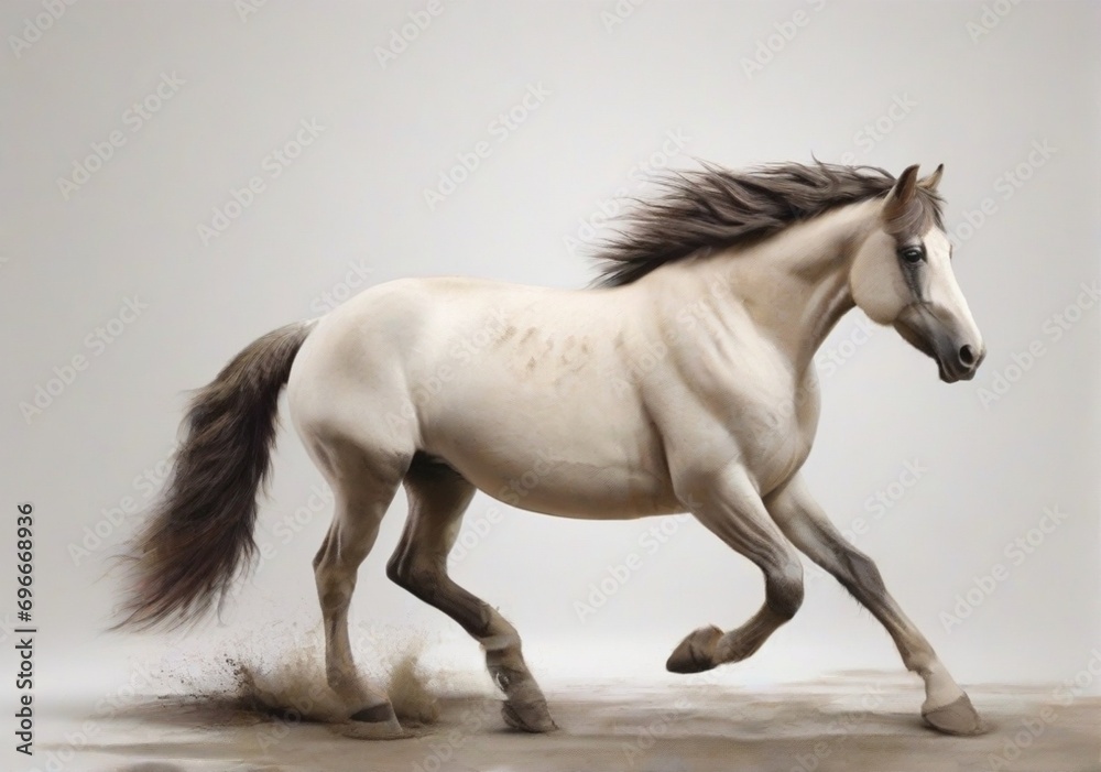 Fototapeta premium A horse on plain white background from AI Generative