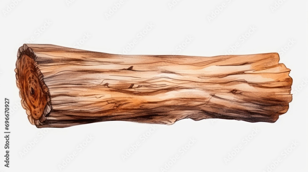 A wood themed clipart in a watercolor style, white background.