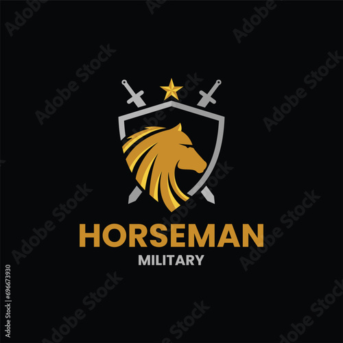 Horse military logo design is simple and modern
