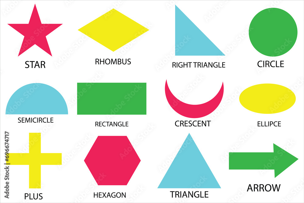 Vector shape sign design, Minus, Plus, Crescent, Star, Hexagon ...