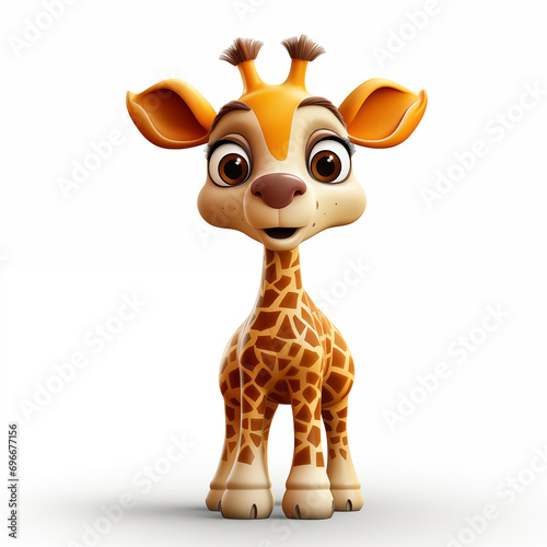 Cute baby giraffe on white background.
