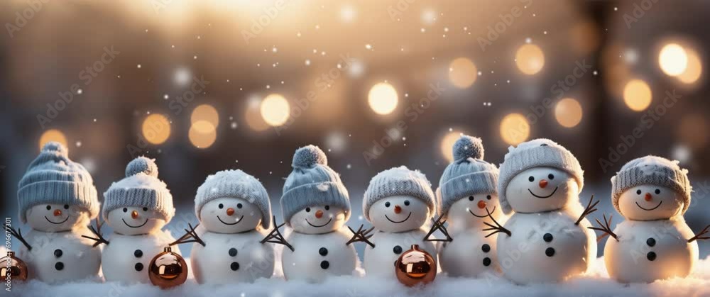 Cute tiny snowmen with beanies
