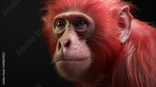 red Uakari Monkey on black background. Generative AI photo