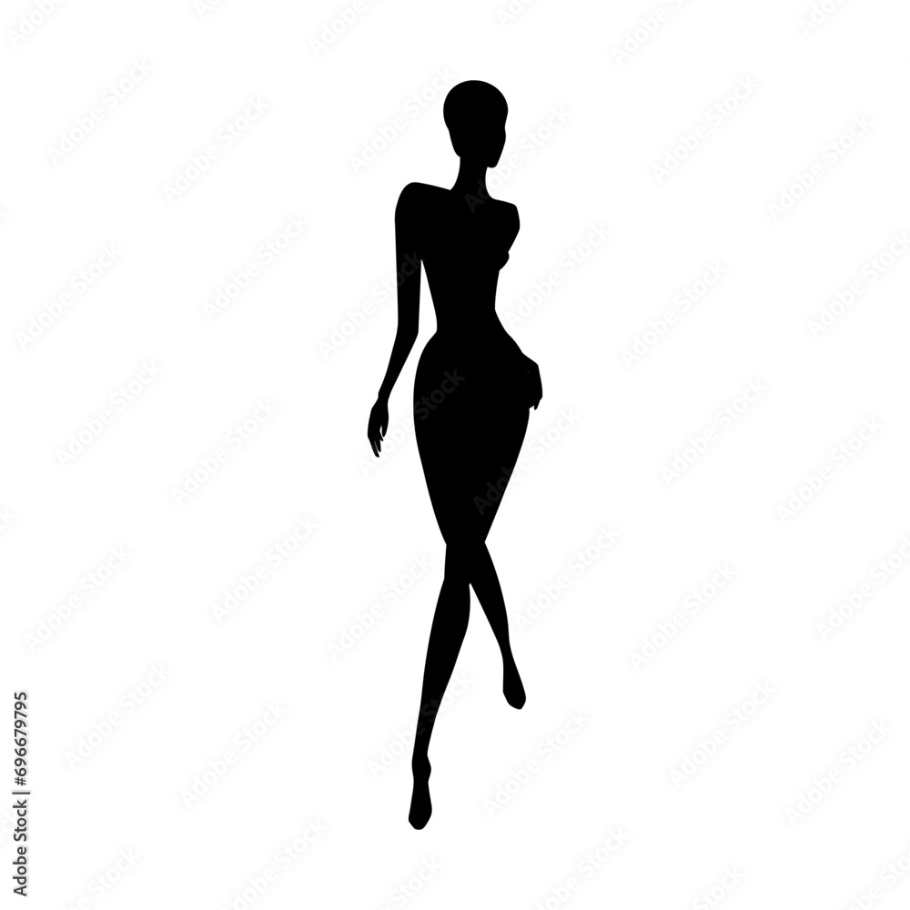 Woman body silhouette fashion collection. Walking female mannequin for fashion designs. Vector illustration isolated in white background