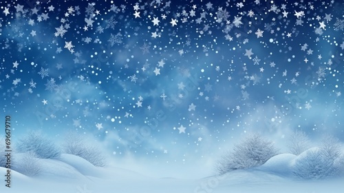 decorative winter background with snowflakes wave, snow, stars, design elements . © Muqeet 
