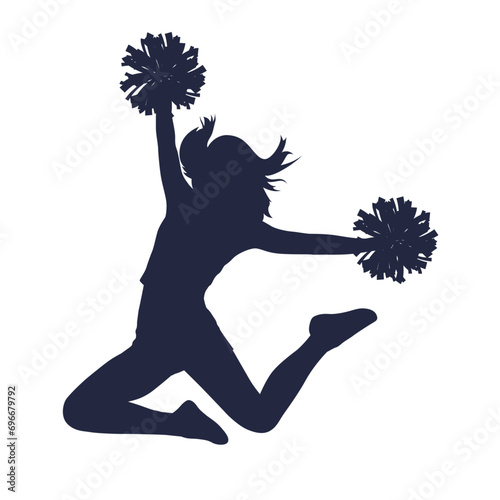 Young female cheerleader, Cheerleader Silhouette in different positions, Cheer Team silhouette  photo