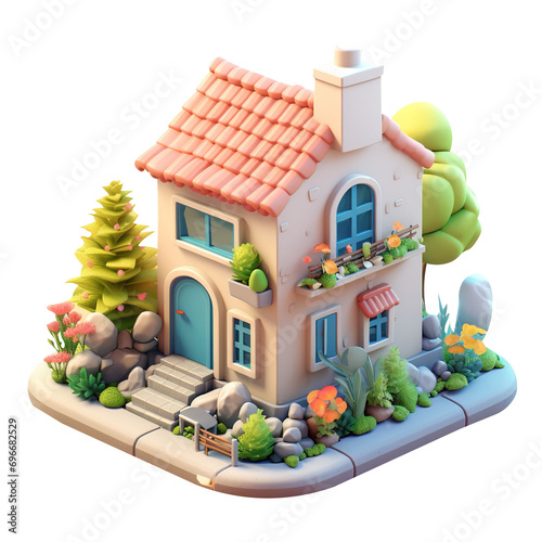 Beautiful Mini house model isolated on transparent background