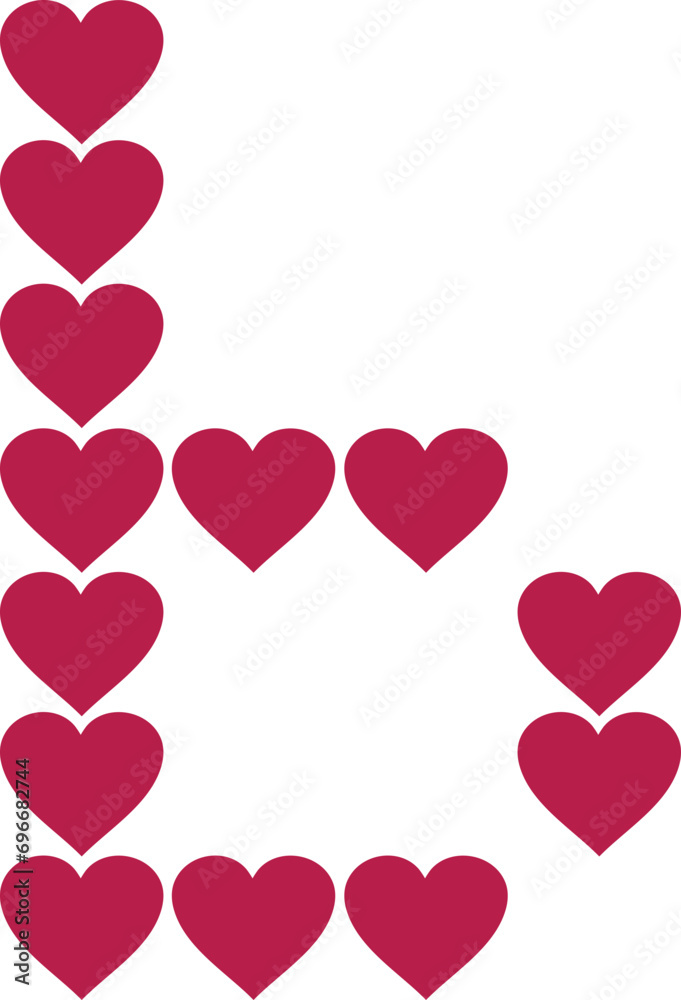 heart valentine alphabet lowercase b