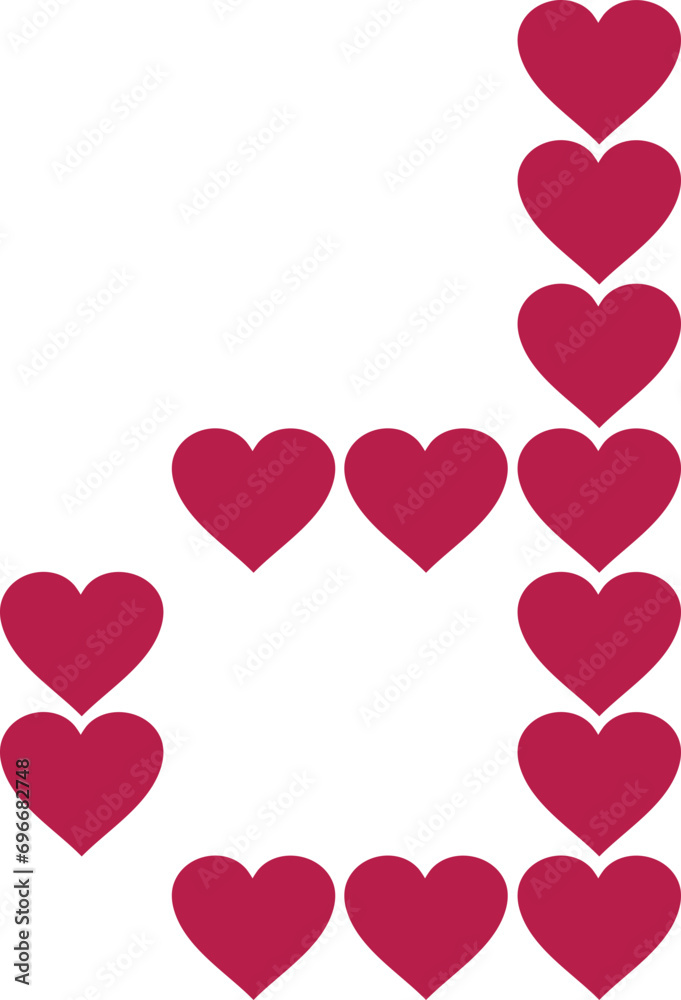 heart valentine alphabet lowercase d