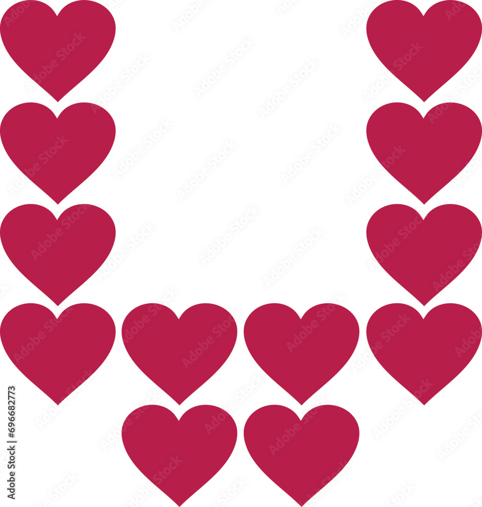 heart valentine alphabet lowercase v