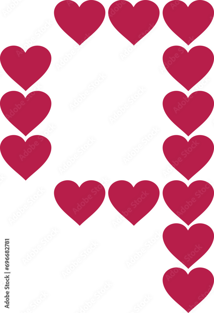 heart valentine alphabet lowercase q