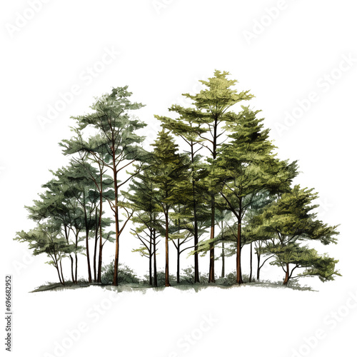 Beautiful Western red Cedar tree isolated on transparent background
