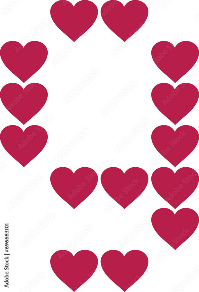 heart valentine alphabet number 9 nine