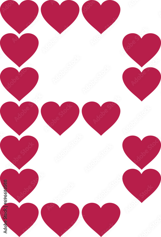 heart valentine alphabet uppercase b