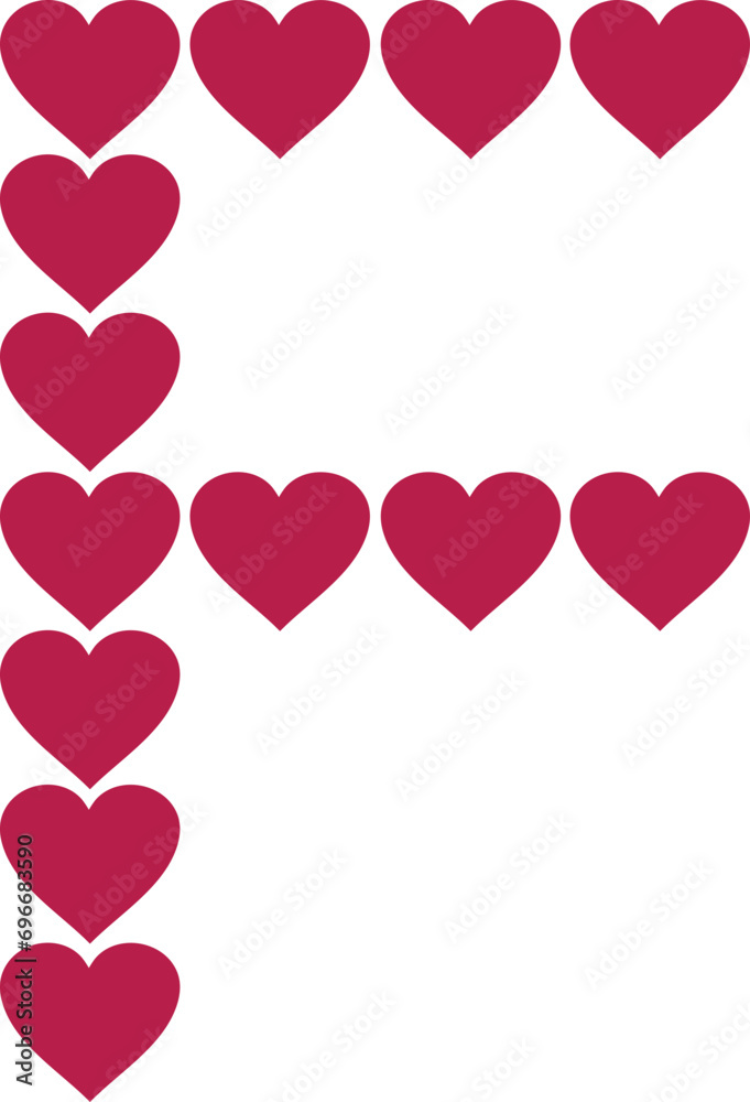 heart valentine alphabet uppercase f