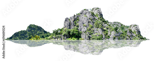 The mountain is a set of isolated islands on a white background with a trail.	